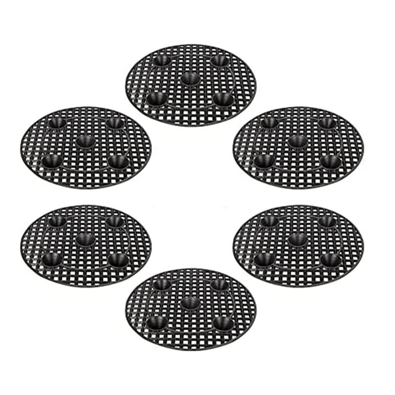 6 Piece Plant Level Planters Black Round For Indoor Outdoor Garden Floor Protector