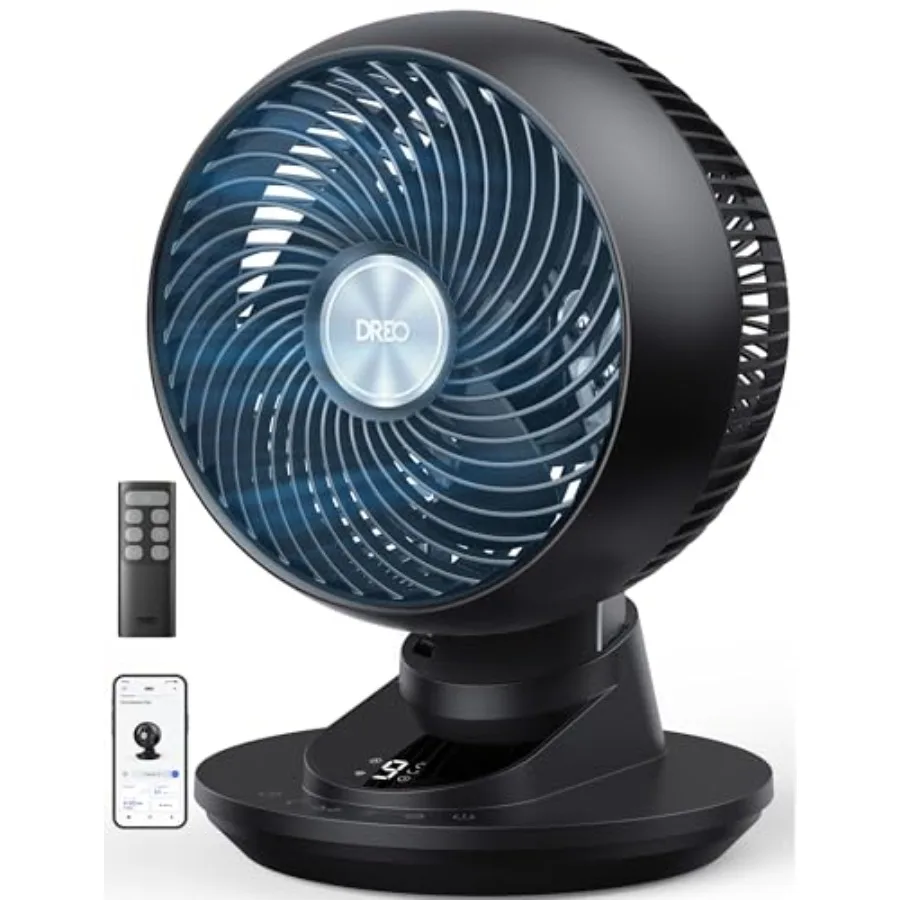 

Smart Fan for Bedroom Powerful 85 Feet Airflow 12 Inch Desk Fans in 20dB Quiet 90°+90° oscillating fans App/Voice Control 9 Spe
