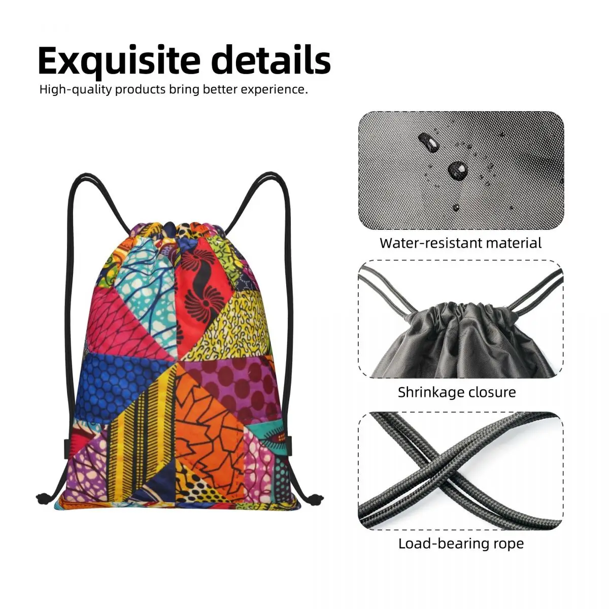 Custom Colorful African Ankara Print Drawstring Backpack Bags Women Men Lightweight Gym Sports Sackpack Sacks for Training