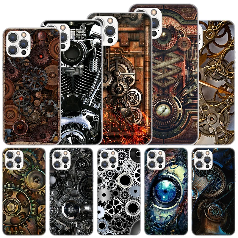 Steampunk Gear Mechanical Soft Case For iPhone 16 15 Plus 11 12 13 Mini 14 Pro Max Apple Phone Cover X XS XR SE 7 8 SE Coque 11 