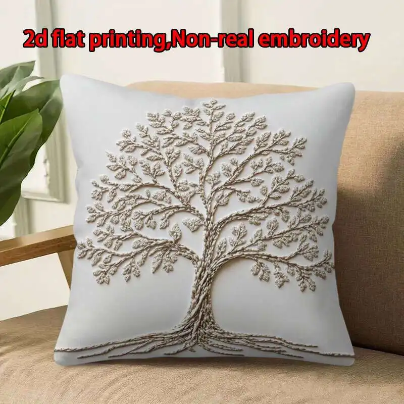 Tree of Life Pillow Cover 2D Print Boho Spiritual Family Tree Cushion Case for Sofa Bed Couch  Home Decor