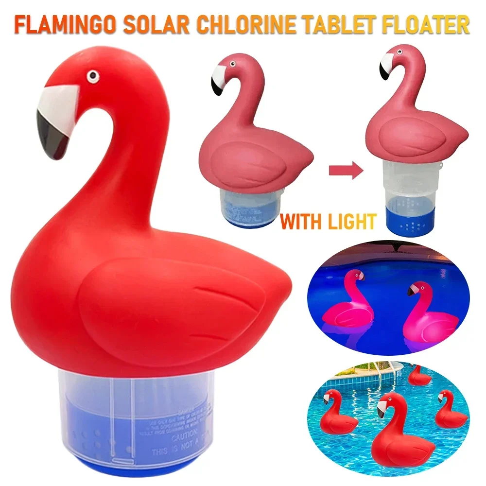 

Solar Chlorine Tablet Floater Flamingo Chlorinator with Light Swimming Pool Dispenser Chlorine Floater For Swimming Pools Deep