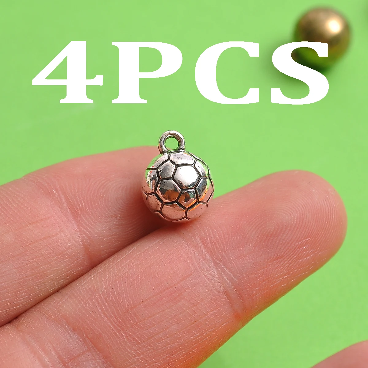 4-Piece Set of 3D Mini Ball Charms, Vintage Two-Tone Football and Volleyball Pendants, Suitable for DIY Bracelets, Necklaces, and Earrings, Sports-Style Handmade Beaded Decoration Accessories