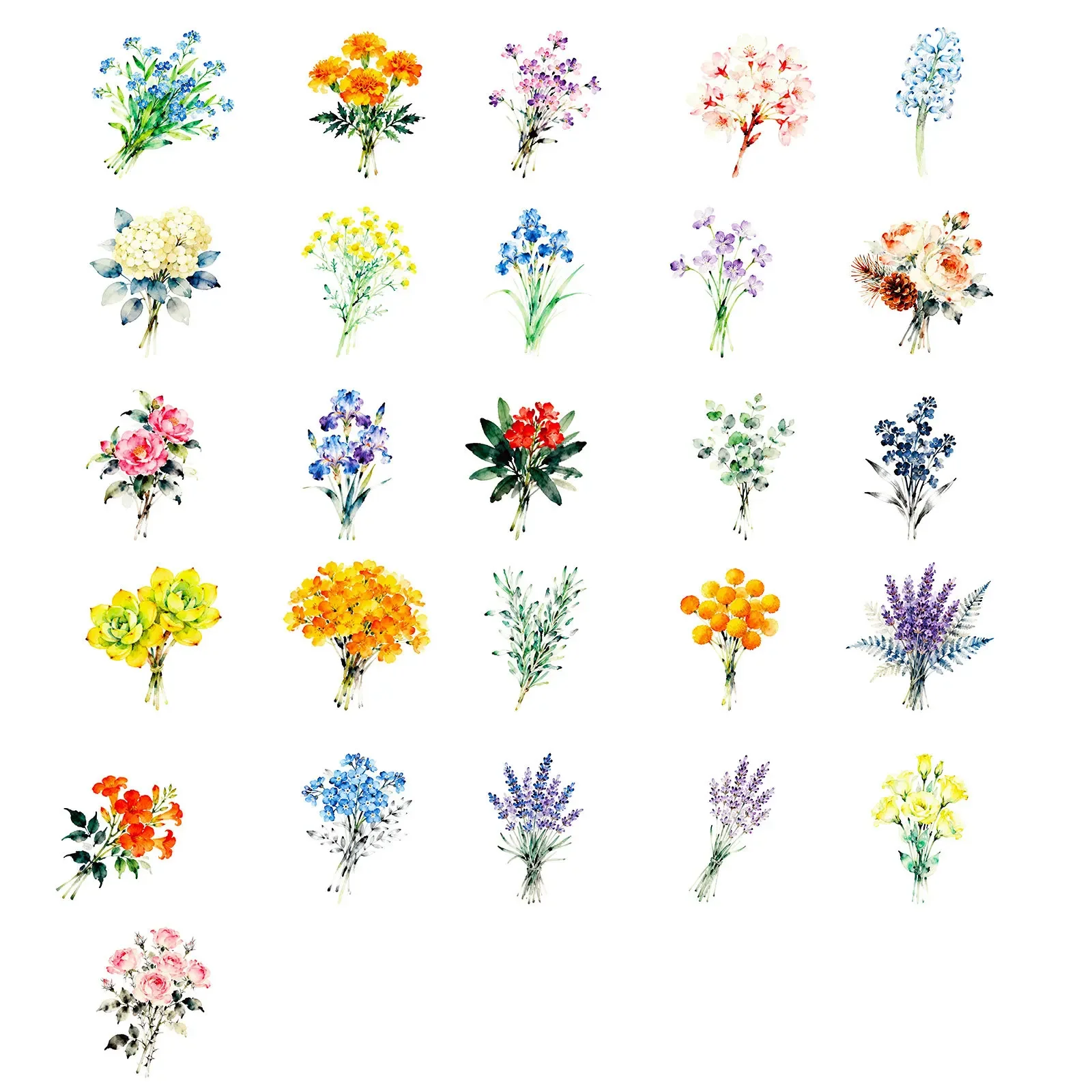 Autocollants de dessin animé fleurs aquarelle, 56 pièces, belles fleurs, Graffiti, décalcomanie, tasse de téléphone portable, guitare amusante, cadeaux de fête pour enfants, DIY bricolage