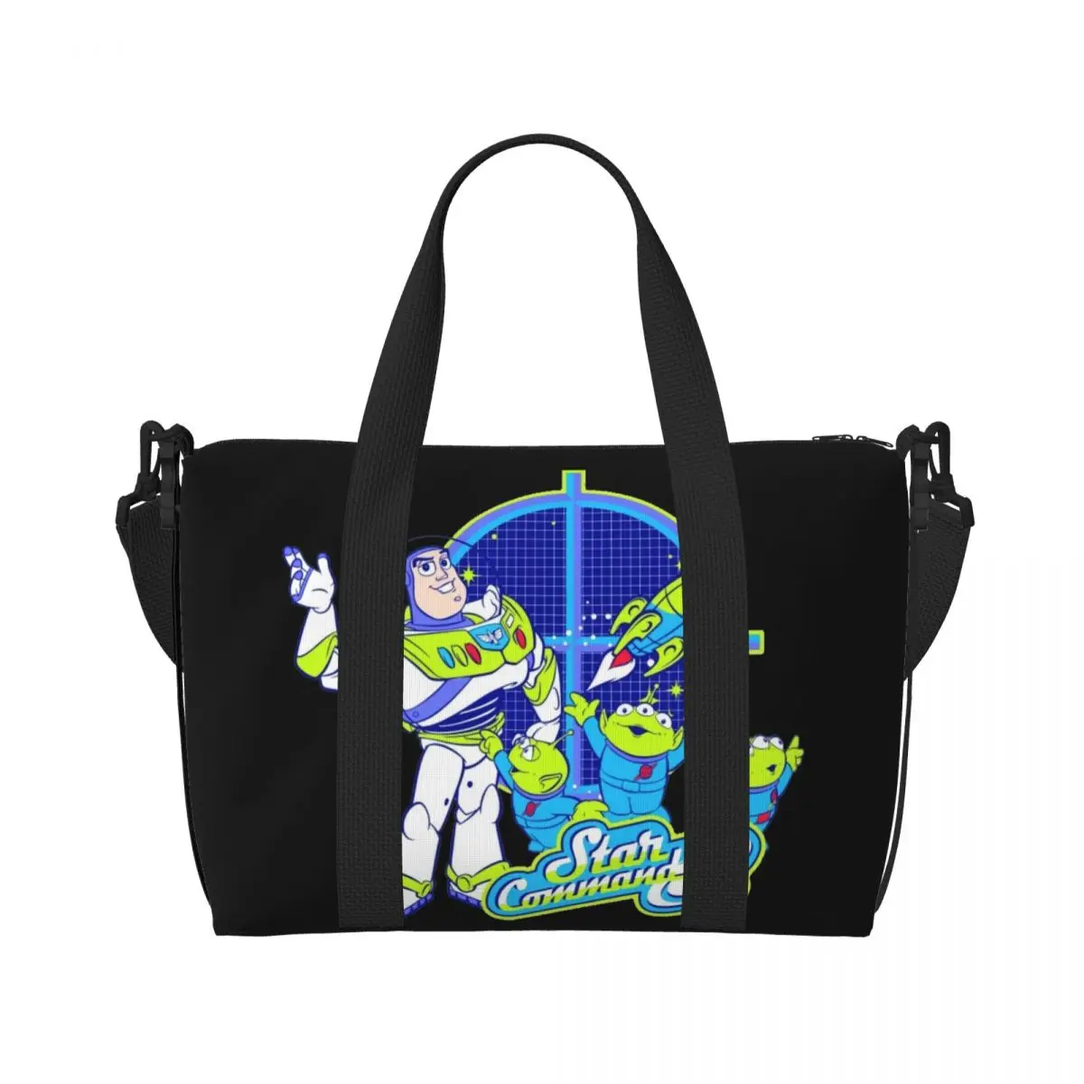 Custom Large Toy Story Buzz Lightyear Aliens Tote Bag for Women Shoulder Shopping Beach Gym Travel Bag