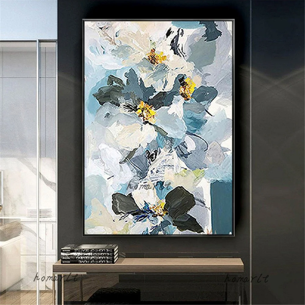 

Новейший дизайн, современные абстрактные цветы, листья, настенные художественные картины, интерьер на холсте, картина маслом, декор для гостиной, крыльца