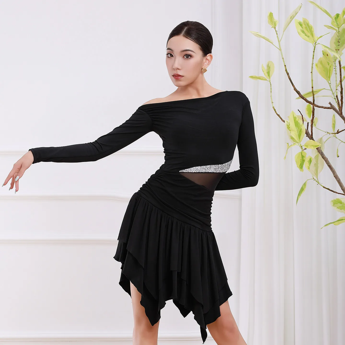 Customized Adult Latin Dance Dress Women Rumba Chacha Cowboy Samba Balloom Modern Dance Group Training Performance Suit
