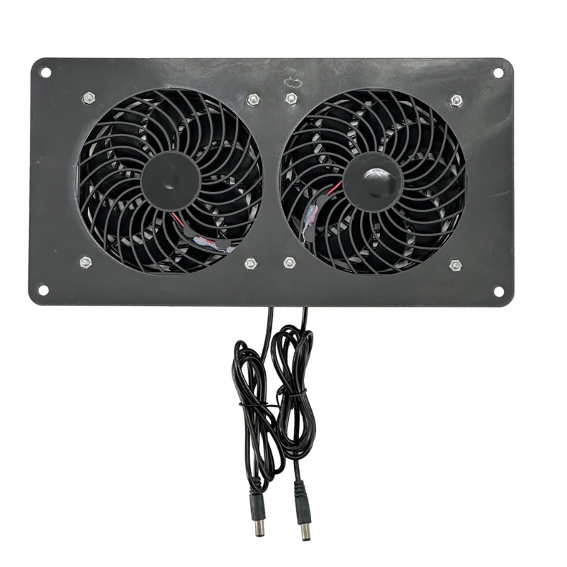 12V Twin Fan Ventilator 3000RPM DC5.5x2.1mm Input with 1 to 2 Split Cable Perfect for Dog Houses, Chicken Shelters Fan