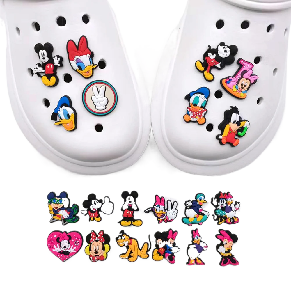 Pack Disney Cartoon shoes Charms Cute Donald Mickey Shoe Charms Accessories PVC Decoration Boys Kids Gift Charm for Shoes Set