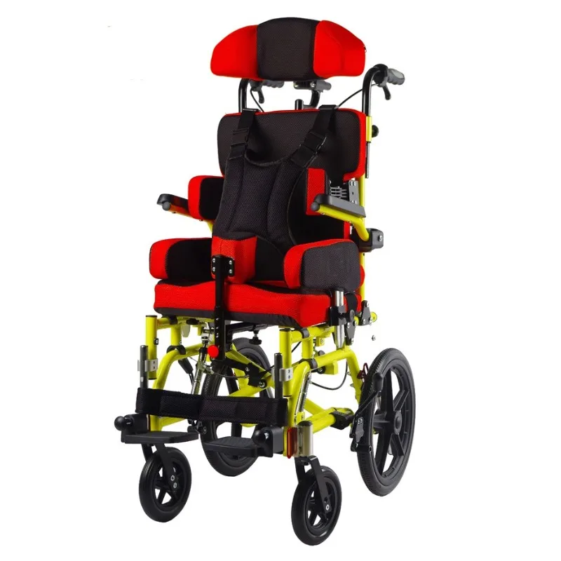 

Алюминиевая детская инвалидная коляска для детей с ДЦП с откидными подлокотниками и полиуретановыми подушками, реабилитационное оборудование