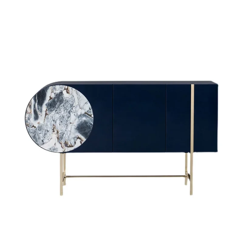 Design Modern Solid Wood Buffet Side Cabinet Wooden Sofa Cabinet Round Sideboard