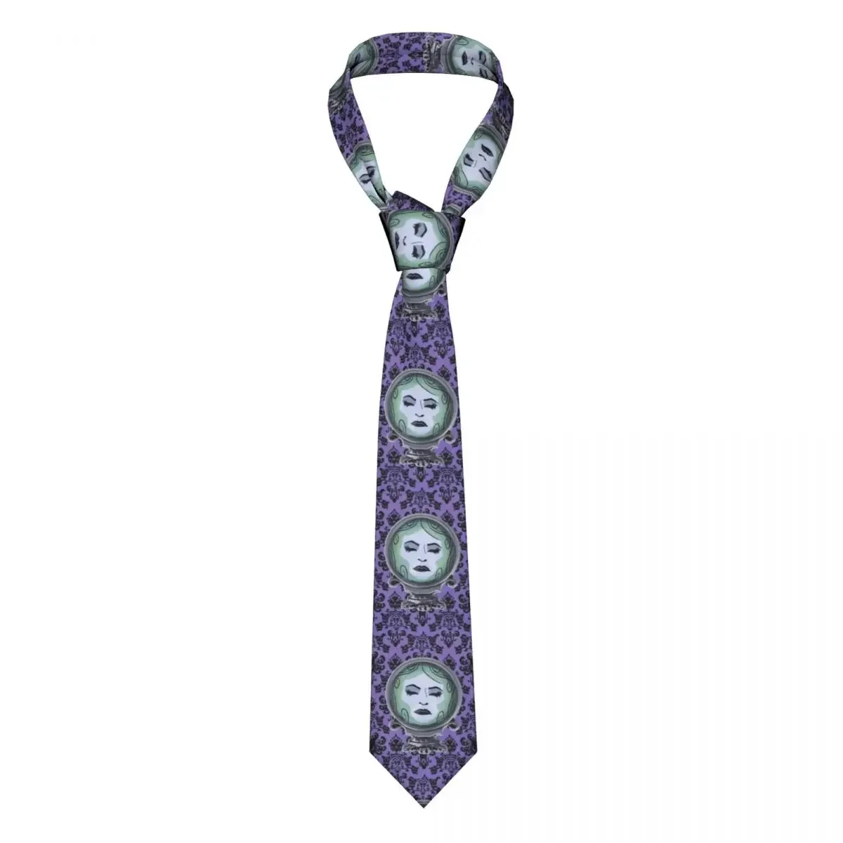 Classic Haunted Mansion With Madame Neck Ties Men's Custom Silk Halloween Ghost Neckties for Party Cravat