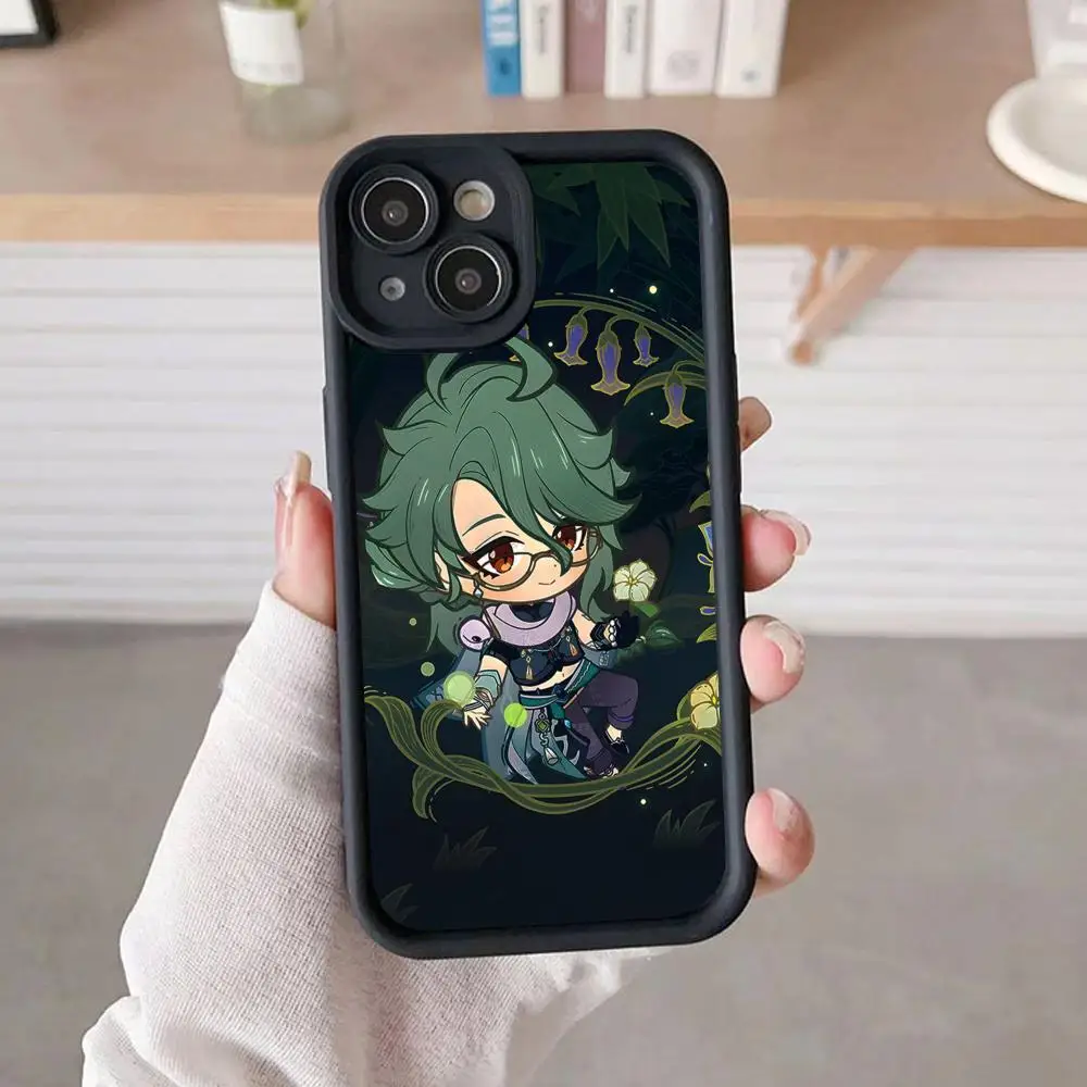 

Game GI Baizhu Dendro Phone Case for iPhone 17 16 15 14 13 12 11 Air Pro Max Plus Black Soft TPU Shockproof Cover