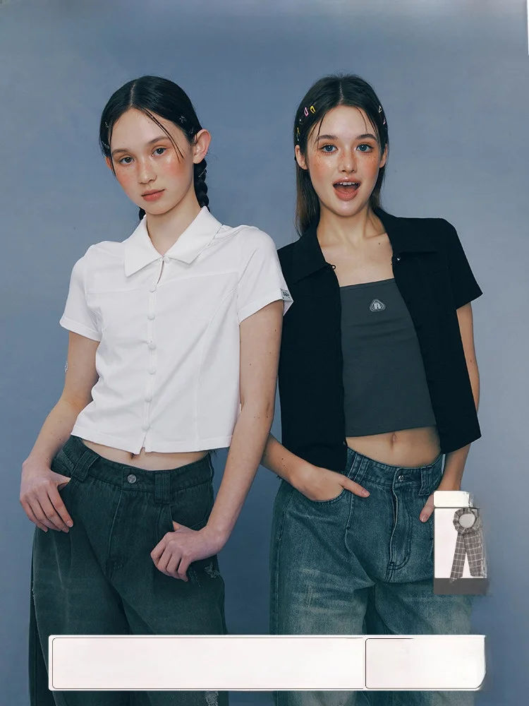 

TAKEANAP Original ort Sve irt Women's Summer Slim Fit ort Sle Button up Top Cute Sle Pure Color Cotton Blend