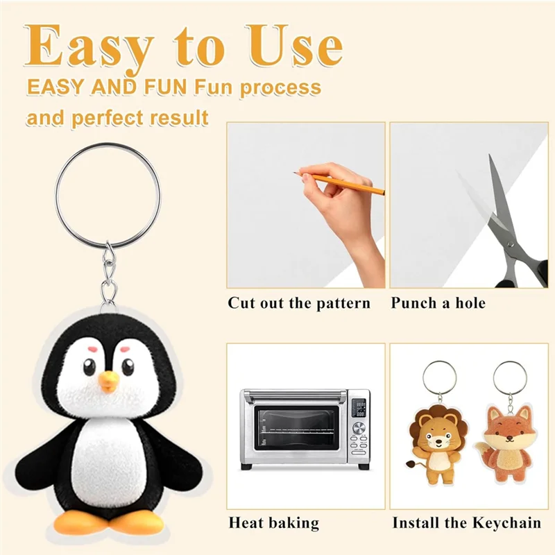 YLS-50PCS Shrink Plastic Sheets Heat Shrink Film Sheets,Shrink Paper Sheets With 100 Keychains Shrinky Dink Kit For Creative