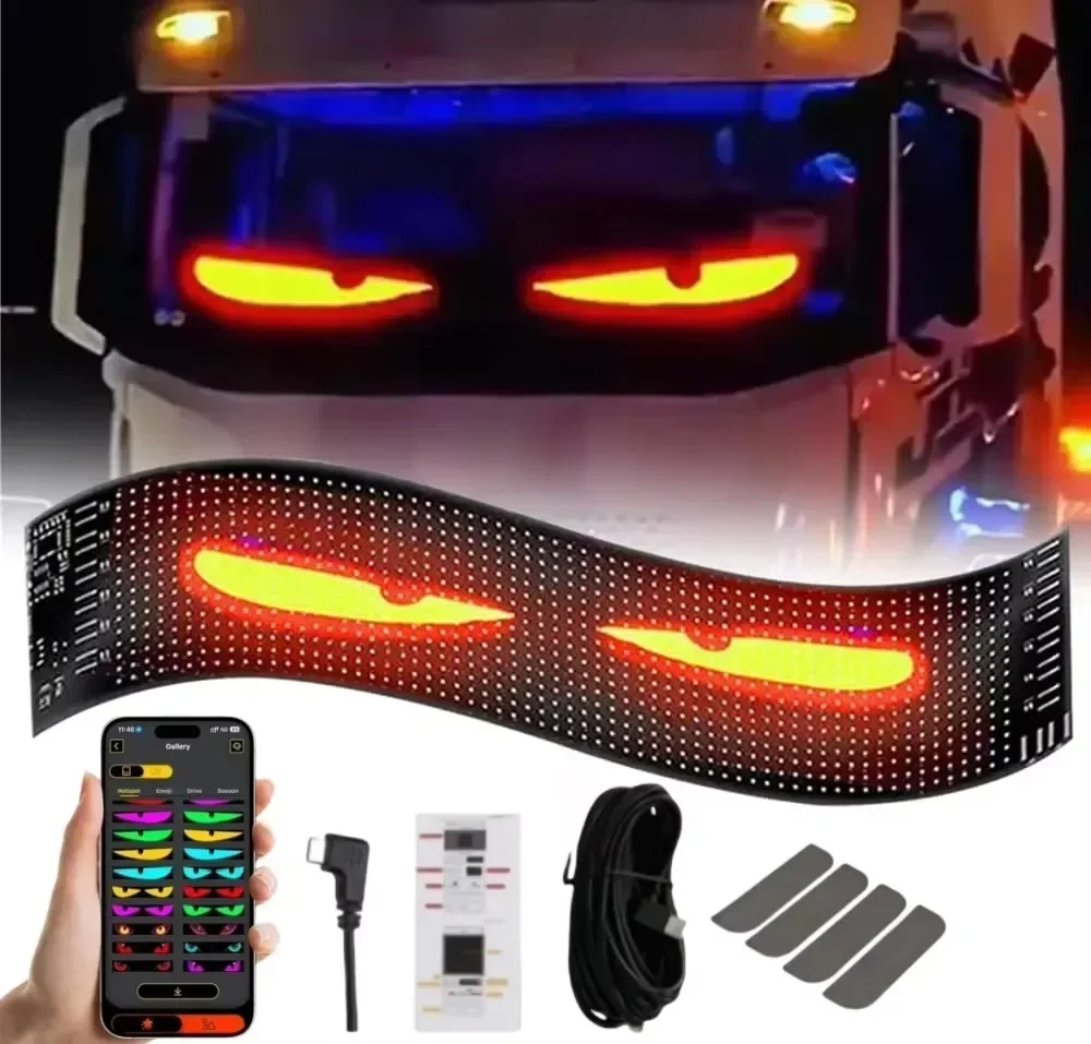 1PC Animated Devil Eyes Light Glowing Car Eyes Programmable Flexible LED Screen Signs Display LED Eyes Gestures For Car Window