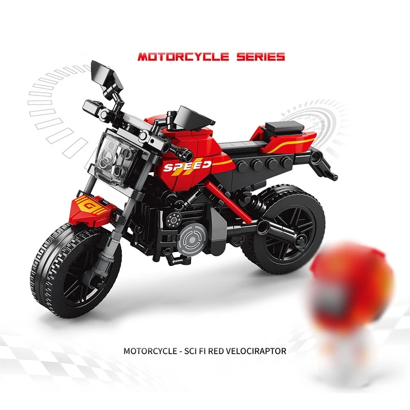 2023 MOC 300+Pcs Motorbike Bricks City Motorcycle Model Building Blocks Speed Racing Car Moto Vehicle Toys For Children Gifts