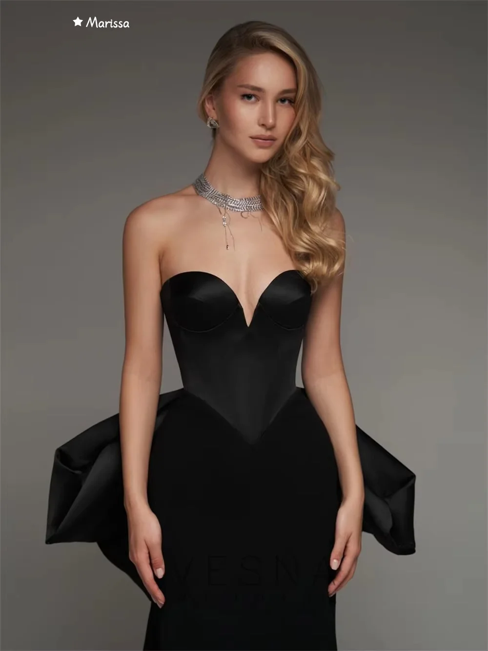 Marissa feito sob encomenda vestidos de festa elegantes para casamento mulher volta arco vestido de noite feminino cauda de peixe fora do ombro preto baile de formatura