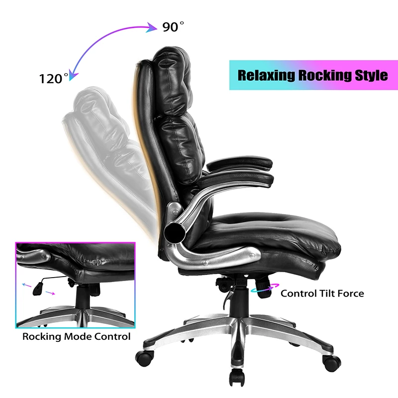 Office Chair Home Desk Chair With Flip-Up Armrests, 360° Swivel Wheels, Adjustable Height  On-Site