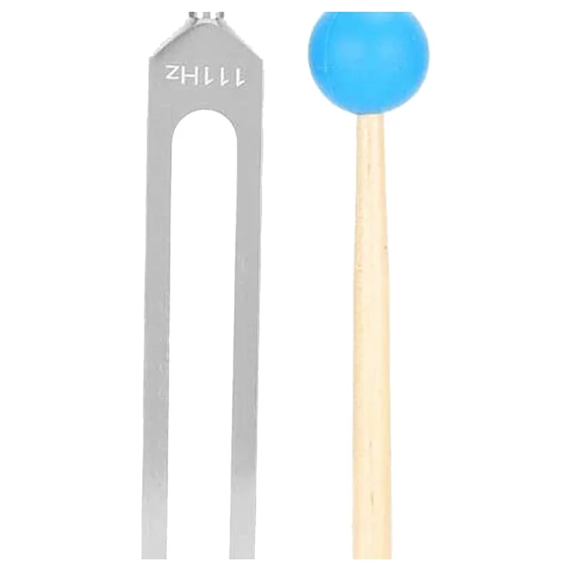 AC88-2X Aluminum Alloy Tuning Forks,111Hz Tuning Fork With Hammers For Nervous System Testing Sound Healing Therapy,Silver