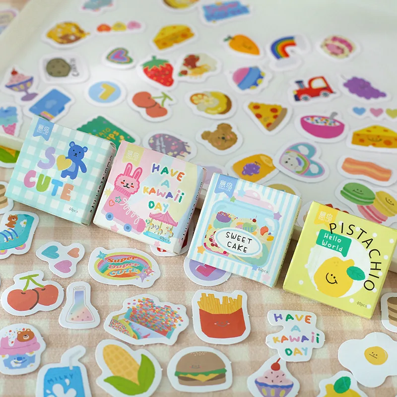 40 pcs/lot Kawaii Cartoon Mini Stickers Planner cute Scrapbooking material Junk Journal Supplies