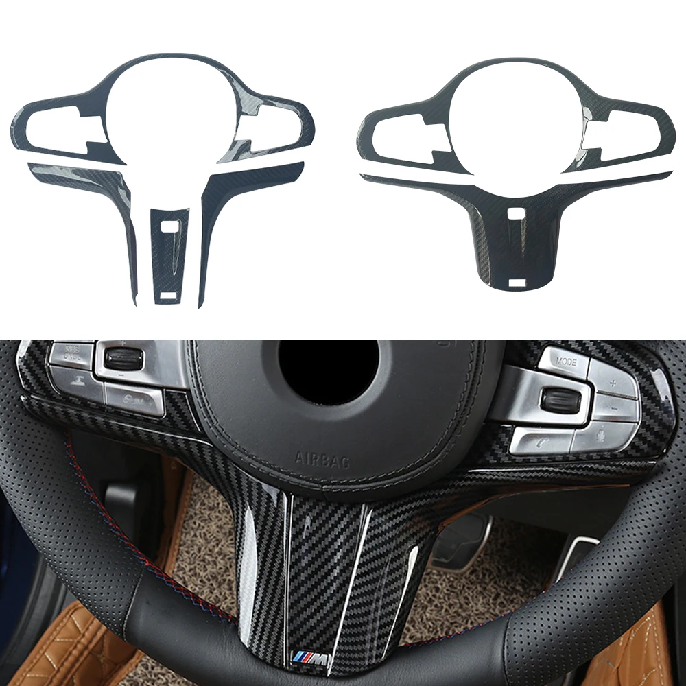 

Real Carbon Fiber Auto Steering Wheel Cover Decor Trim Sticker For BMW G80 G82 G05 G30 G20 2019up