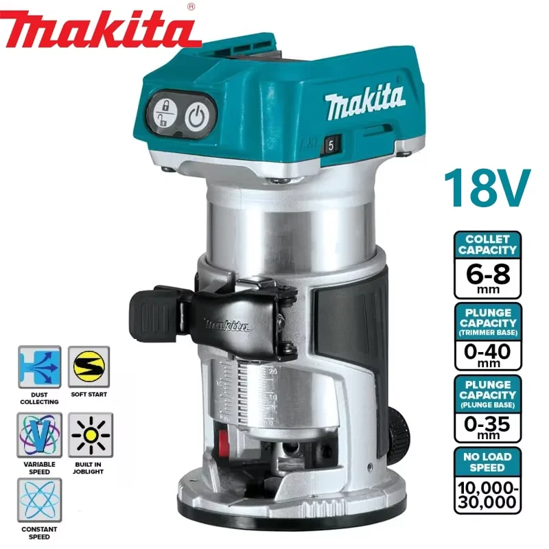 Makita 30000RPM Brushless Trimmer Cordless Electric Router Carpenter Milling Engraving Slotting Machine Carpenter Tools