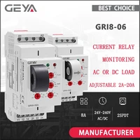 GEYA GRI8-06 relé de Sensor de corriente CC 18mm de ancho 2CO 8A relé de prueba de corriente CA/CC 24V-240V amplio rango