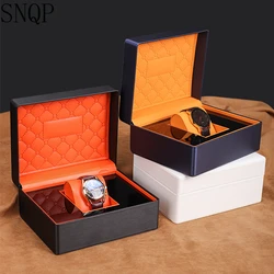 High End PU Leather Brushed Metal Effect Watch Packaging Cases Watch Display Organizer Gift Brand Packaging Customizable Logo