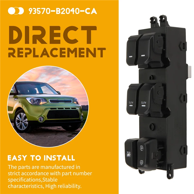 A73E-New 2 AUTO Anteriore Sinistro Finestra di Potere Interruttore di Controllo Principale Pulsante Regolatore Per KIA SOUL 2014-2019 93570B2030CA 93570B2040CA