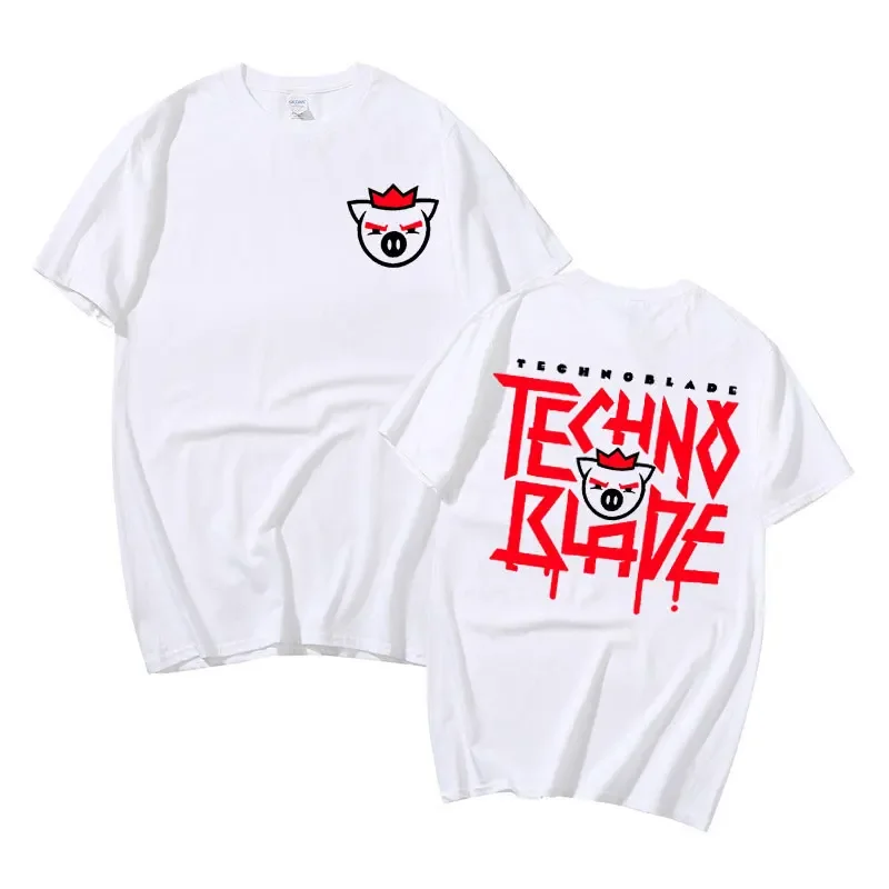 Youtube Technoblade Merch Graphic T-shirts Streetwear Men Women Funny Cute Pig Graphic shirt Short Sleeve Summer Unisex Tops Tee