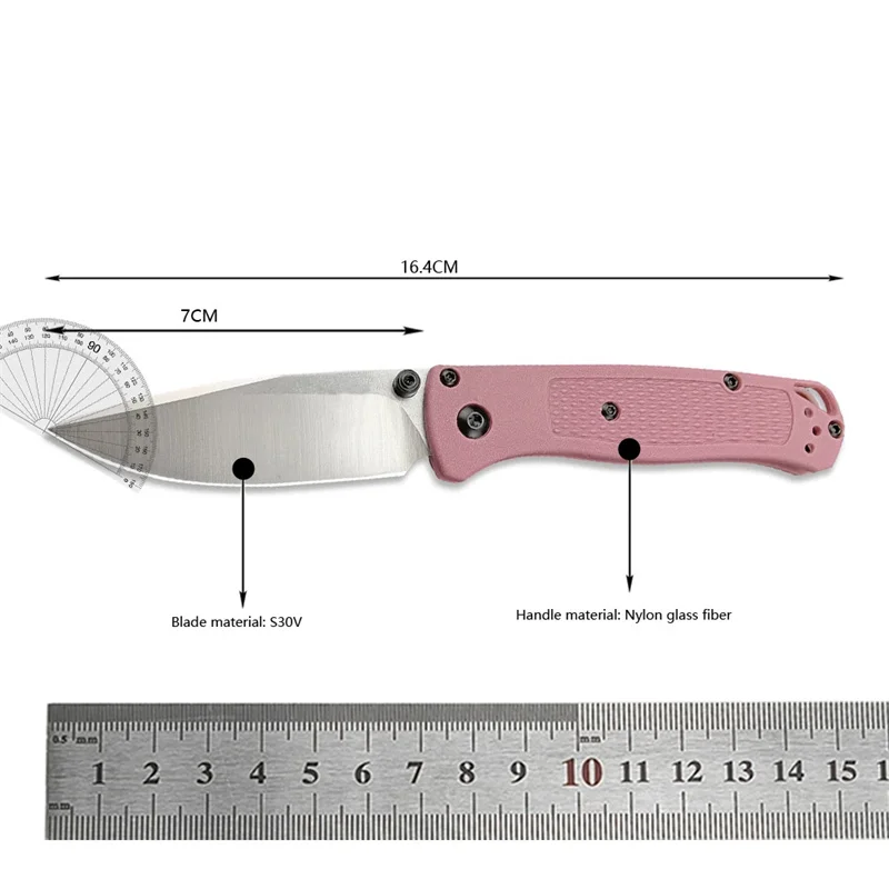 BM 533BK Pocket Folding Knife CPM-S30V Blade Pink Grivory Handle Camping Hunting Survival Self-defense EDC Utility Knives Tools