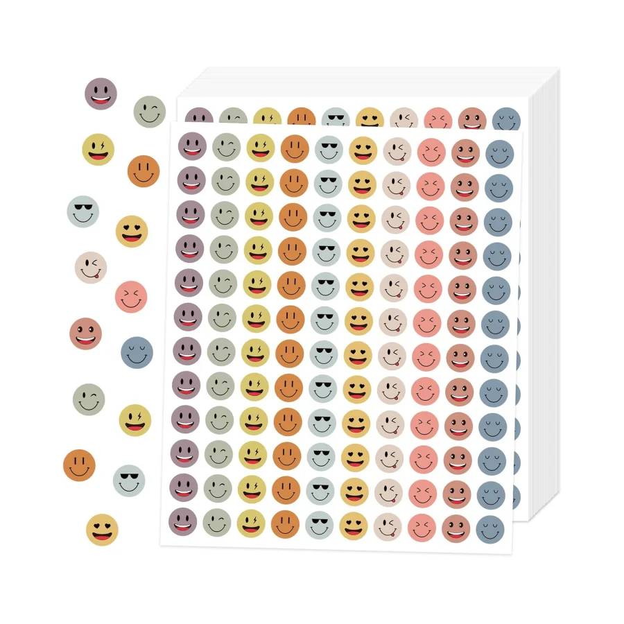 

2400 шт. наклейки с выражением в стиле бохо — мини-этикетки с круглым лицом для поделок, планировщиков, журналов и ежедневного использования (самоклеящиеся)
