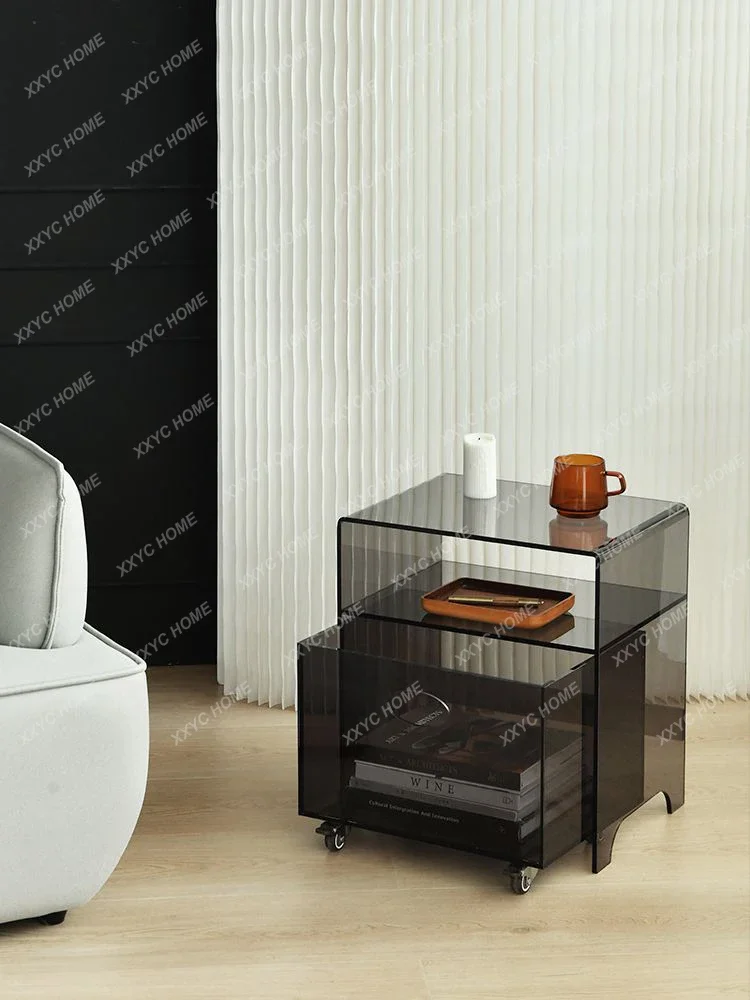 Light Luxury High-Grade Bedroom Side Table Removable Transparent Storage Box with Drawer Customization