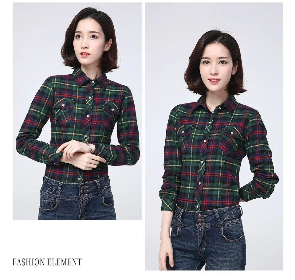 Women Autumn Winter Plaid Shirt Long Sleeve Thick Warm Fleece Shirts Casual Turn Down Collar Coat Fashion New In Female Clothes