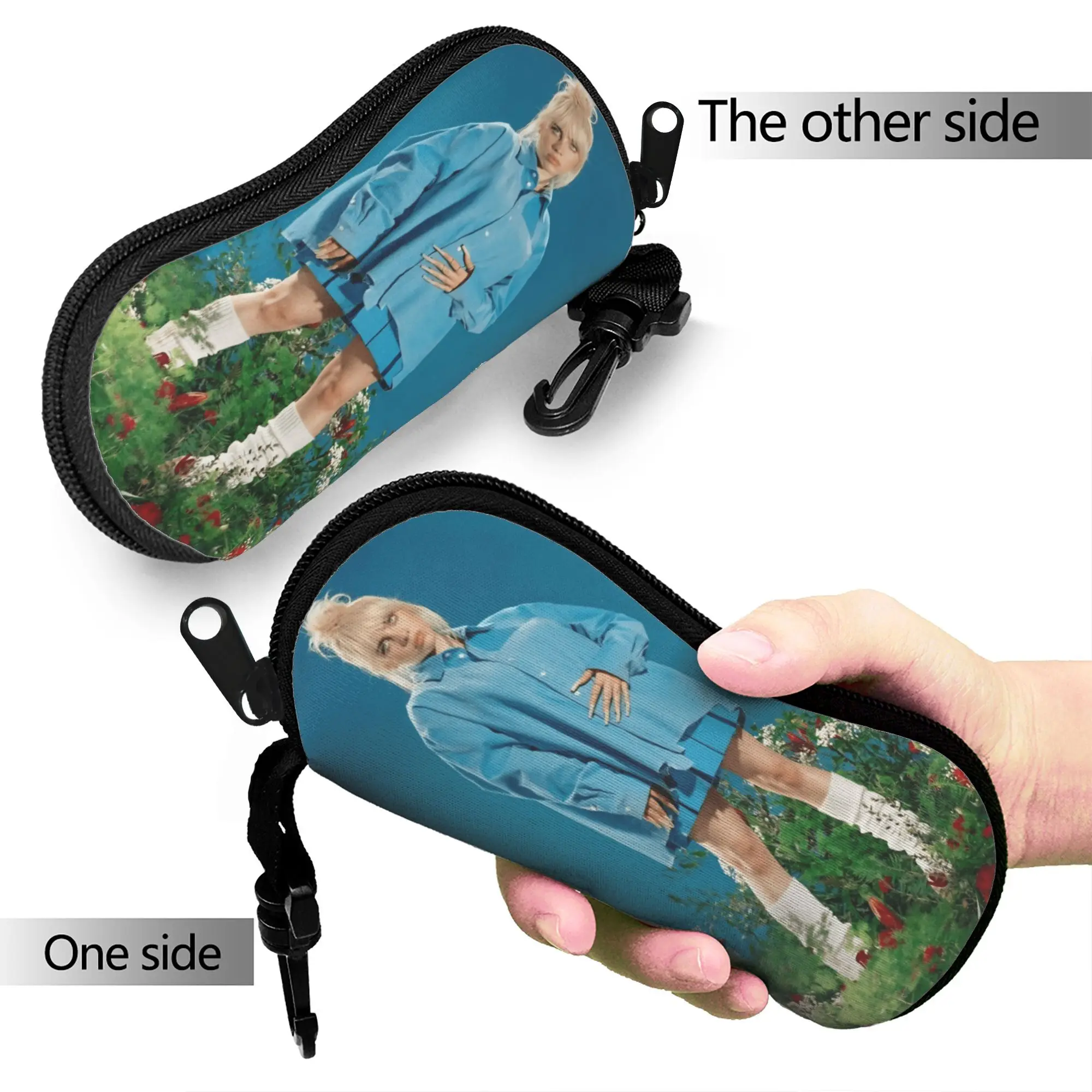 B-Billie E-Eilishs Glasses Case  Key Chain Sunglasses Pouch Men Women Pocket Glasses Box Classic Eyewear Accessory