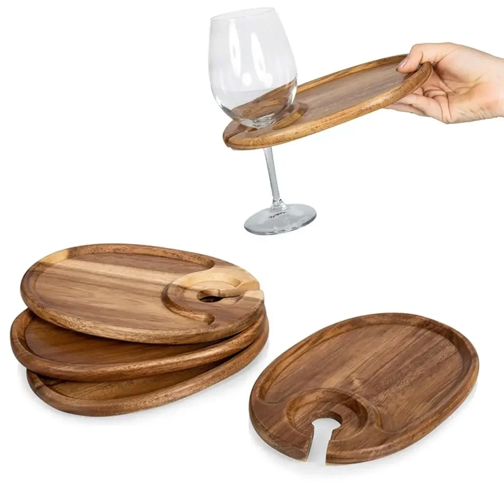 Platos de Madera Creativos para Comida, Platos con Compartimentos, Portavasos, Plato para Compartir, Vajilla para Fiestas, Vajilla para el Hogar
