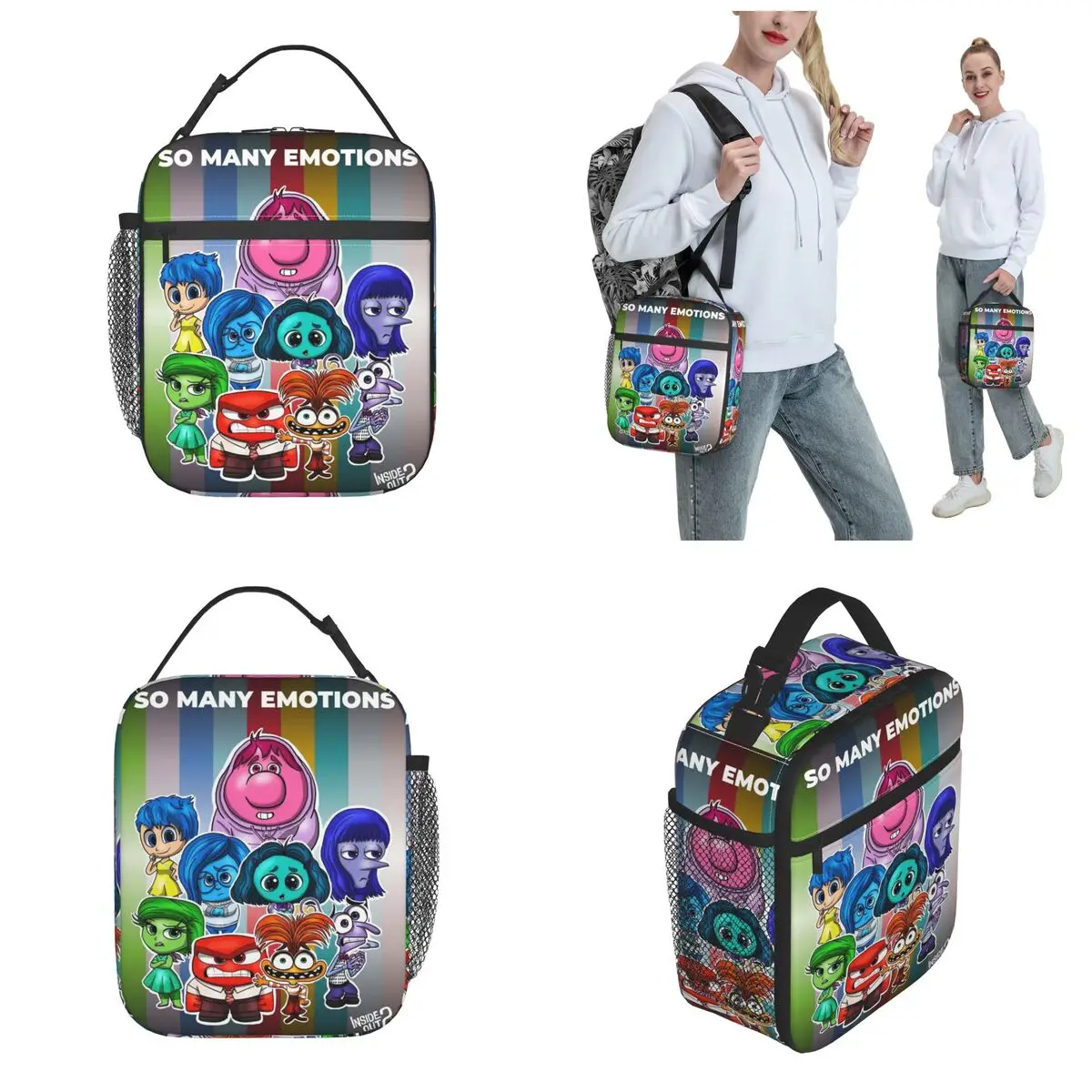 Insulated Lunch Tote Bag Inside Out 2 Cartoon Emotion Funny Anime Storage Food Box Unique Cooler Thermal Bento Box For School