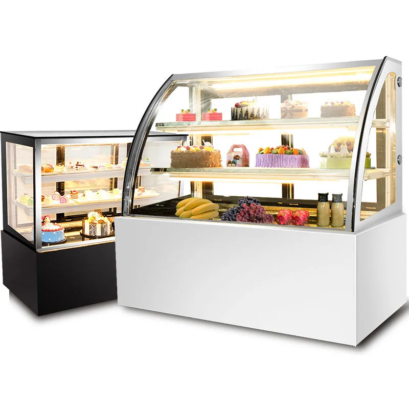 Upright Right Angle Refrigerated Display Cabinet, Air Cooled Pastry Cake Showcase For Dessert Drink Fruit Fresh Keeping