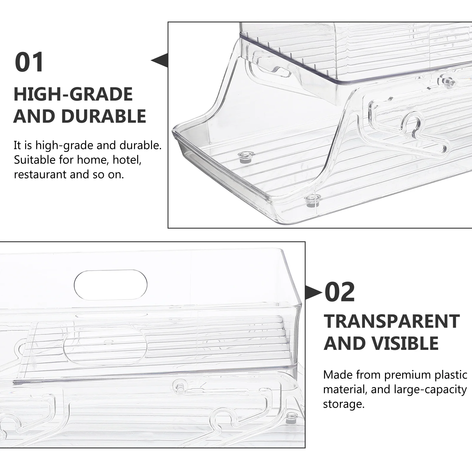 

Refrigerator Can Storage Rack Double Layer Adjustable Rolling Drink Organizer Multi Function Fridge Beverage Holder Transparent