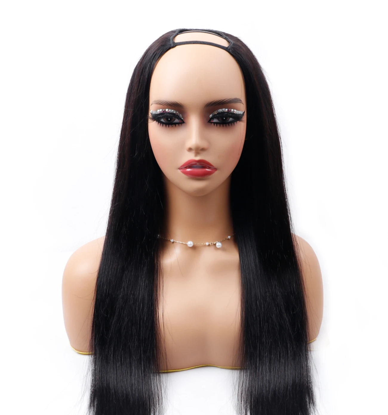 16-32 بوصة آلة صنع U جزء الباروكات 220 الكثافة البرازيلي شعر طبيعي مفرود للنساء U شكل الباروكات مستقيم خصلات الشعر المستعار الطبيعي #2