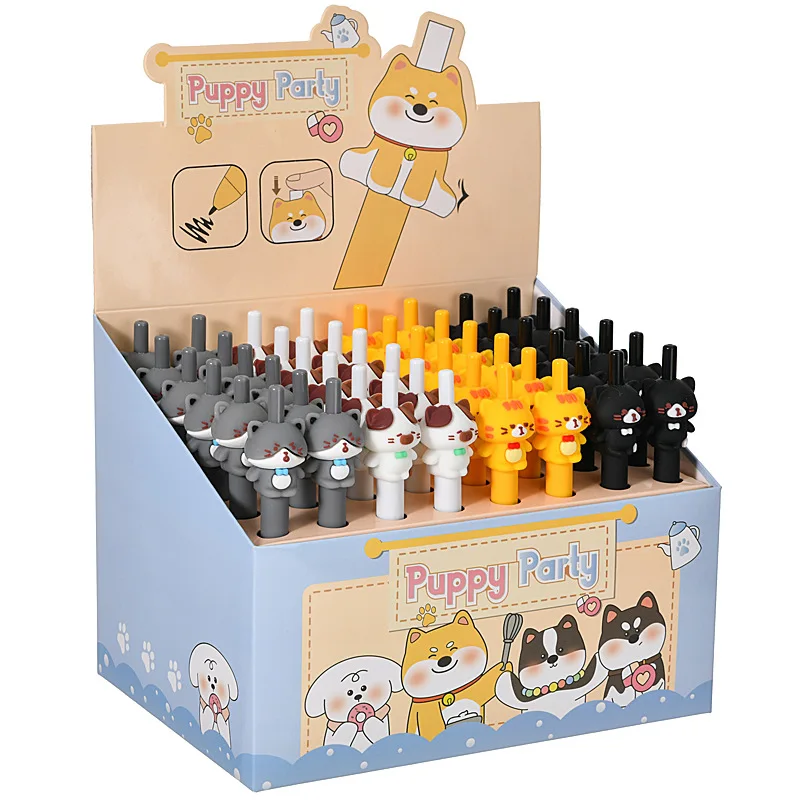 48pcs Cute Cat Gel Pens Kawaii Animal Pens for Writing School Supplies Wholesale Japanese Stationery puppy Pen Click Cute Things
