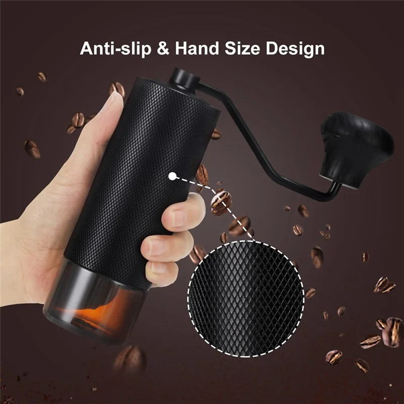ABLN-Manual Coffee Grinder Manual Burr Coffee Grinder Black For French Press/Espresso/Turkish - Double Bearing