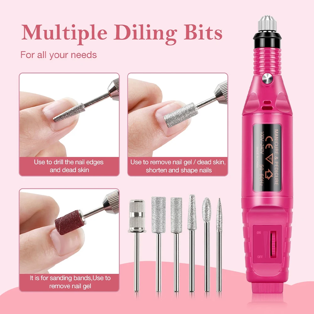 YIKOOLIN Electric Nail Drill Machine Set attrezzatura portatile per lime per unghie forte strumento per lucidare le unghie strumento elettrico per Manicure USB