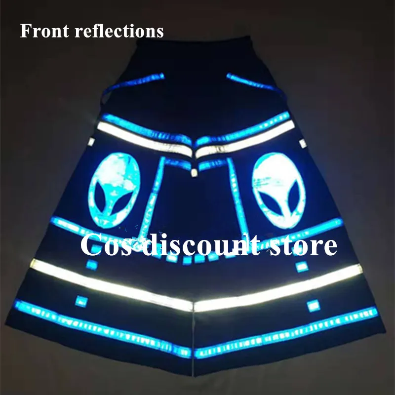 

Stock Shuffle Pants Ghost Step Fluorescent Dance Pants Reflective Bell-bottoms Luminous Women Men Shuffle Dancing Trousers New