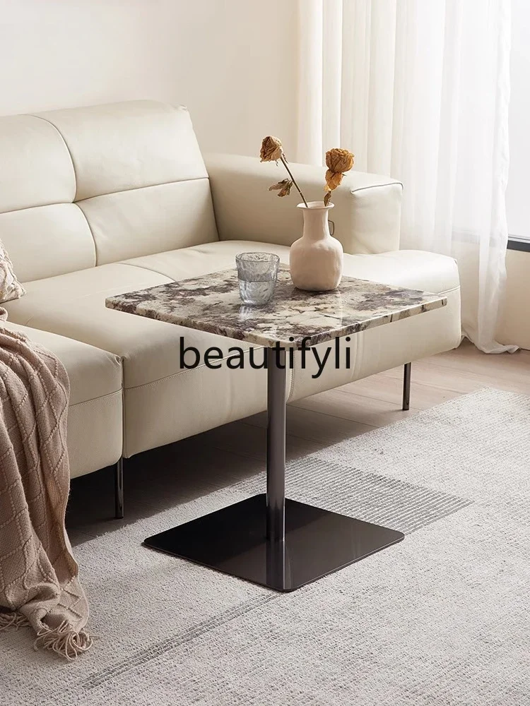 Brazil imported natural marble edge table simple modern creative luxury stone small coffee table