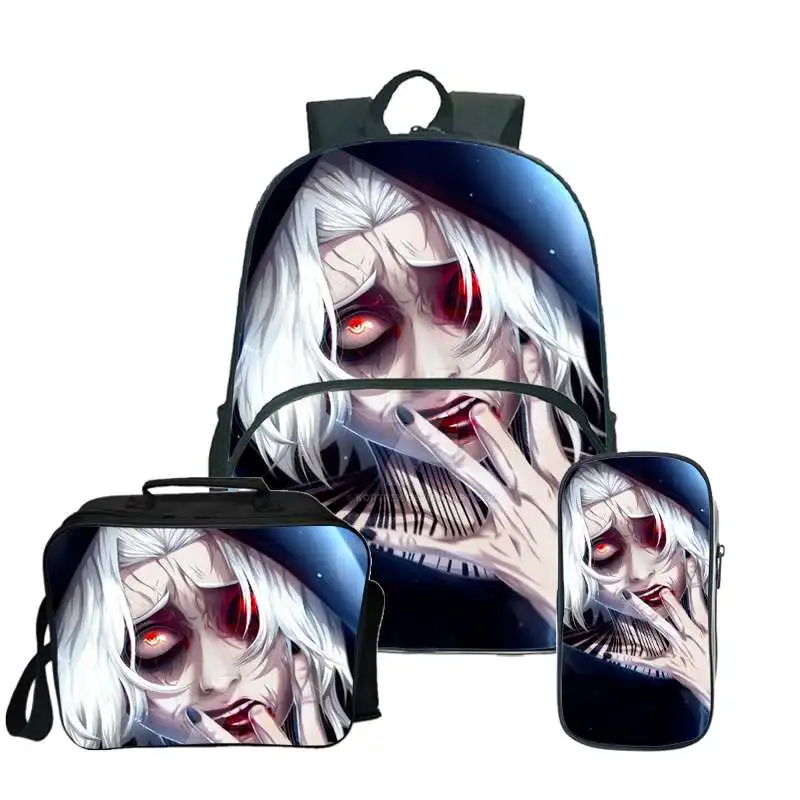 3D Print Tokyo Ghoul Backpack for Boys/Girls Canvas Travel Bag School Bag Anime Men\'s Schoolbag Cartoon Cute Teenager Cosplay