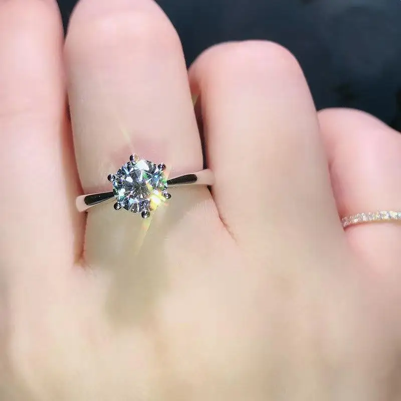 Premium adjustable open-end ring crafted from electroplated alloy in white gold tone featuring hexagonal geometric silhouette —