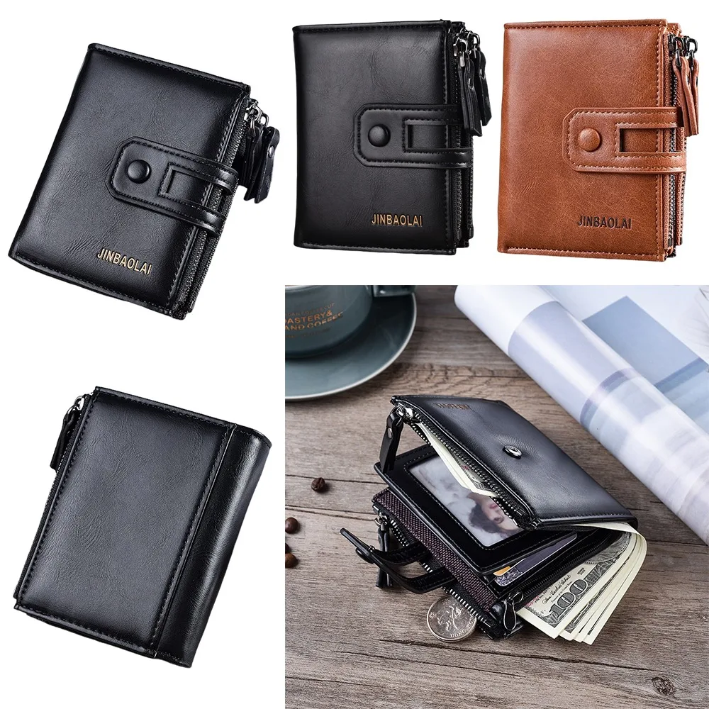 

Durable PU Leather Men Short Wallets Multipurpose Vintage Card Holder Large Capacity Male Coin Pocket Men