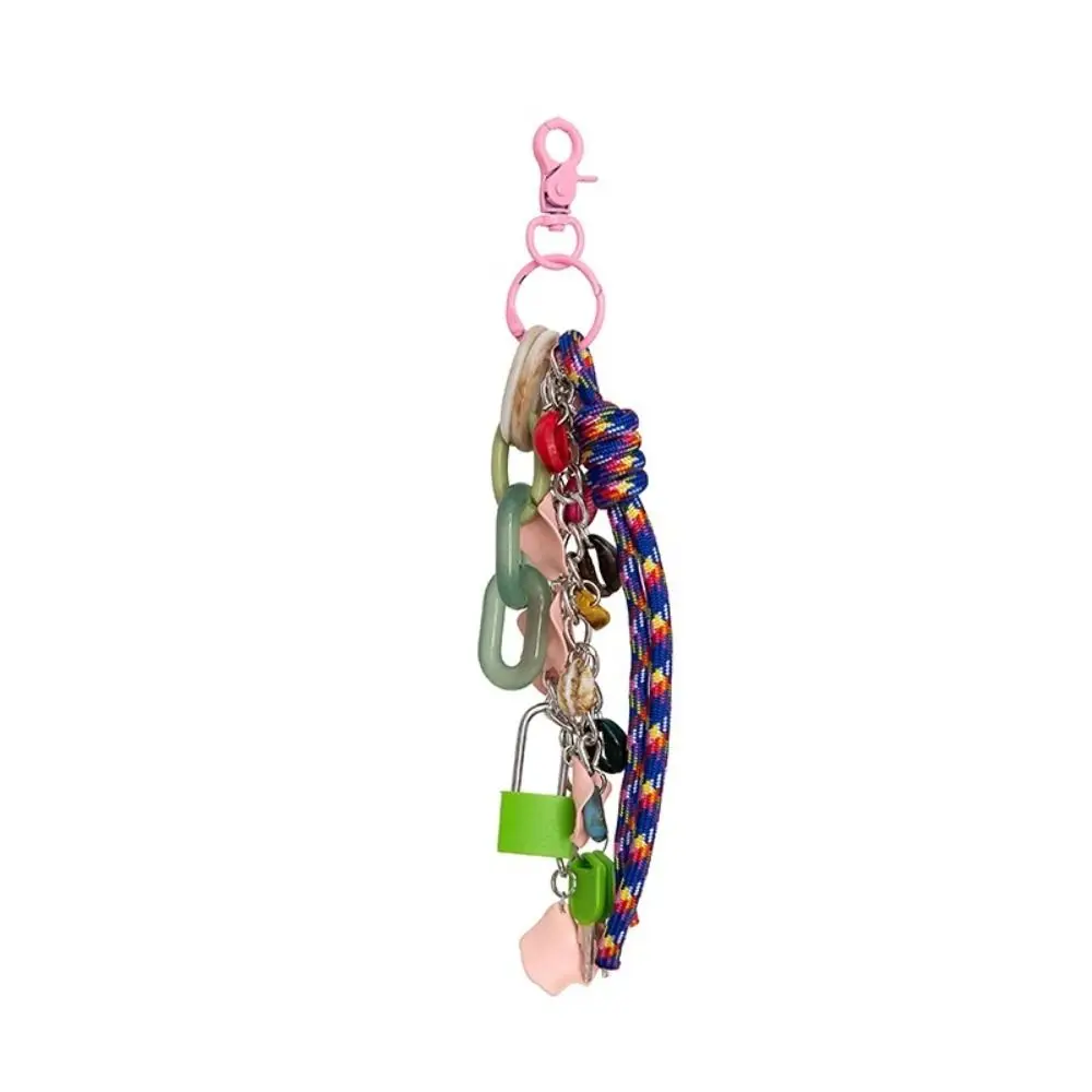 LLavero de moda con cerradura para bolso, colgante de concha de mar colorida, funda de teléfono, cadena de cuerda acrílica, accesorio de bolsa